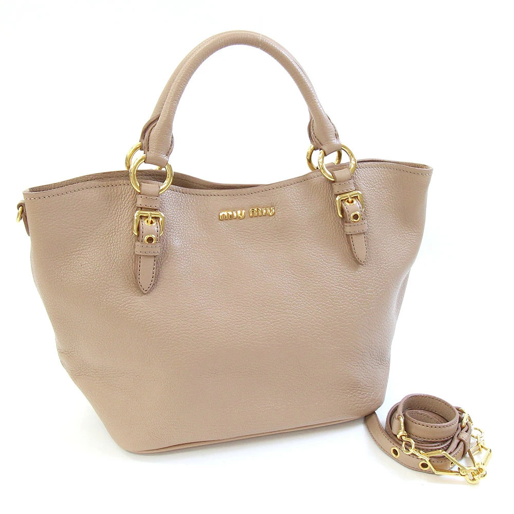 Miu MIu Handbag Madras Beige Leather Shoulder Bag Crossbody